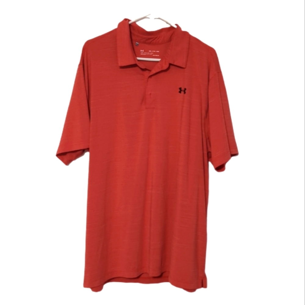 Men’s Under Armour HeatGear Loose Fit Short Sleeve Golf Polo Shirt Orange